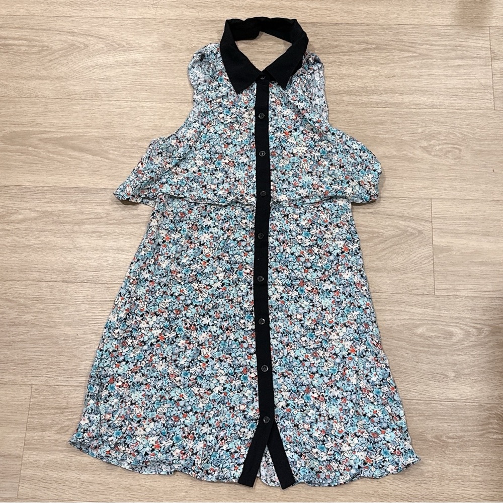 BCBGeneration Halter Dress Floral Aqua Foam